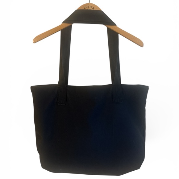Esprit Vintage Tote Bag Black Multicolor Esprit Logo Front Pocket Handles Casual - Picture 3 of 14
